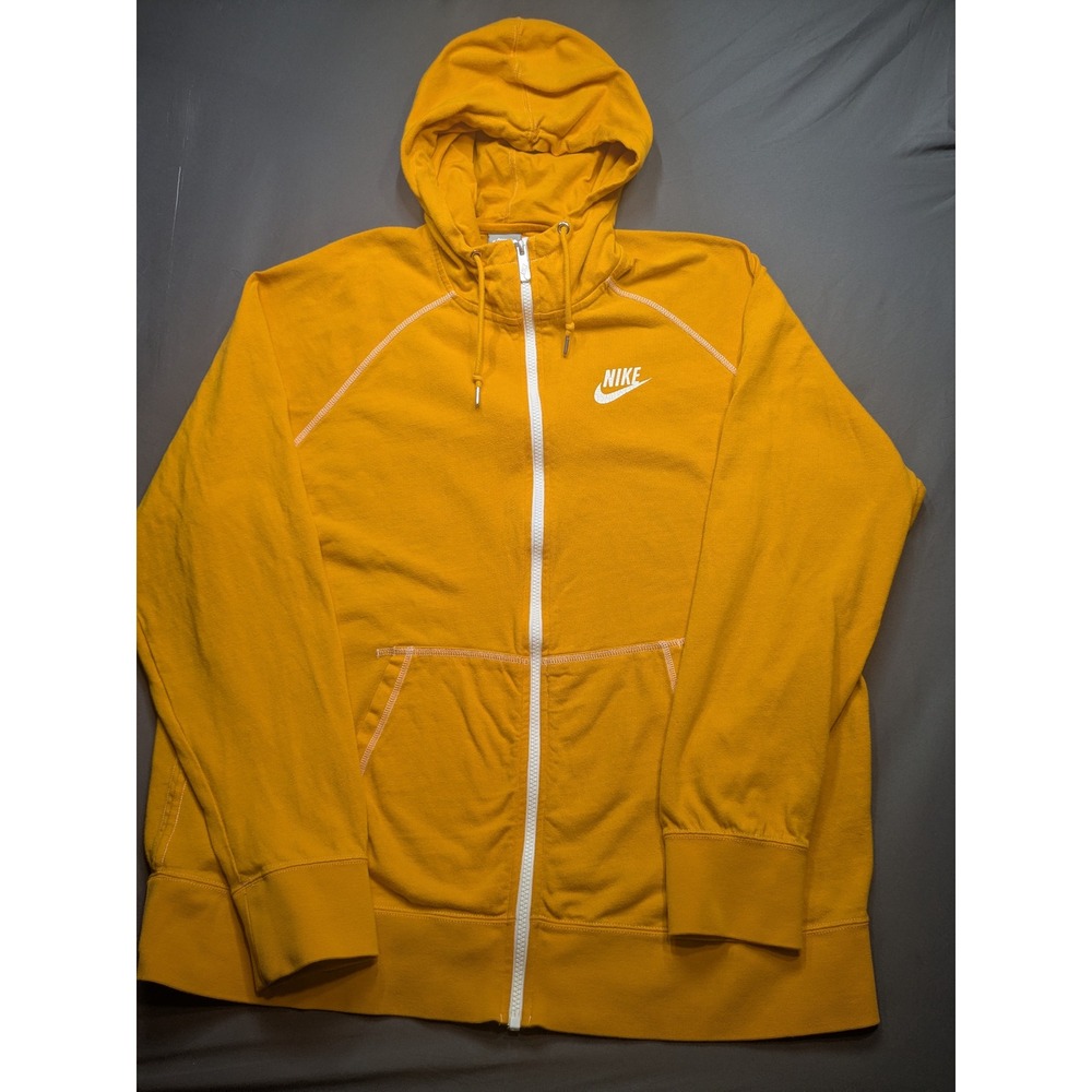 Nike Y2K Sportswear Men XXL Full Zip Hoodie Gold Yellow White Contrast Stitching